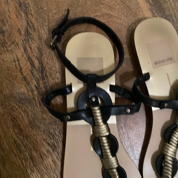 Dolce Vita Flat Gladiator Sandals with ankle strap gold rope detail sz 7 - Picture 8 of 10
